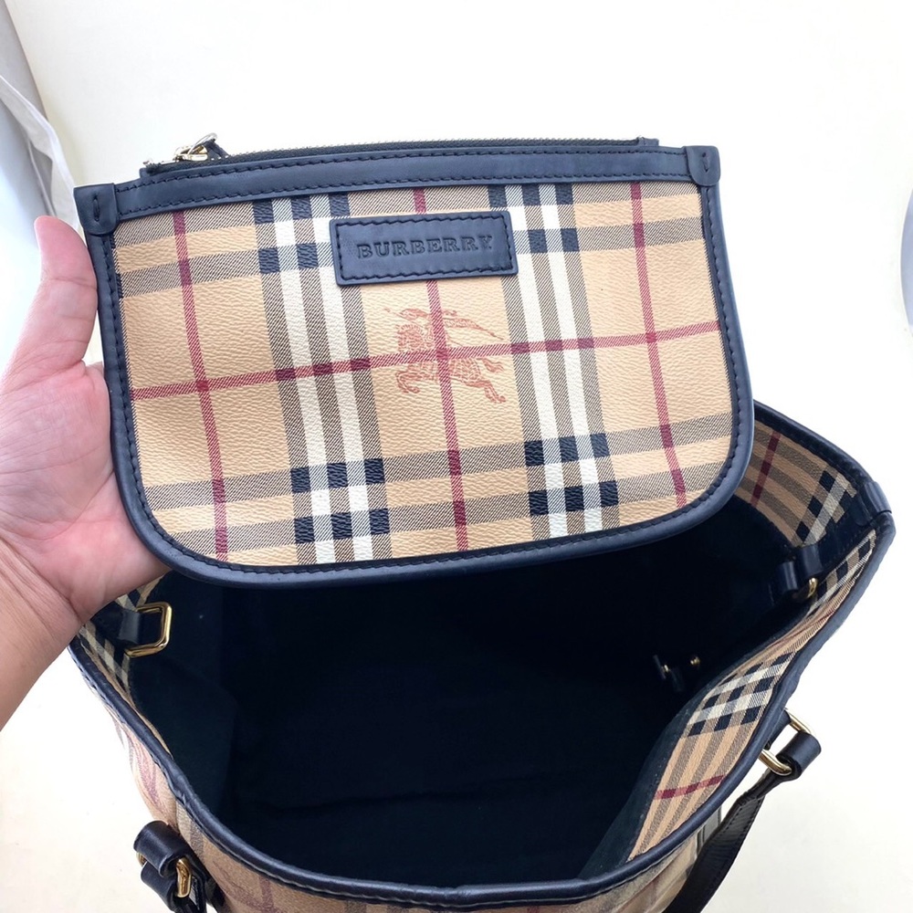 Burberry Small Haymarket Check Salisbury Chocolate Leather / Pvc Tote - Picture 6 of 12
